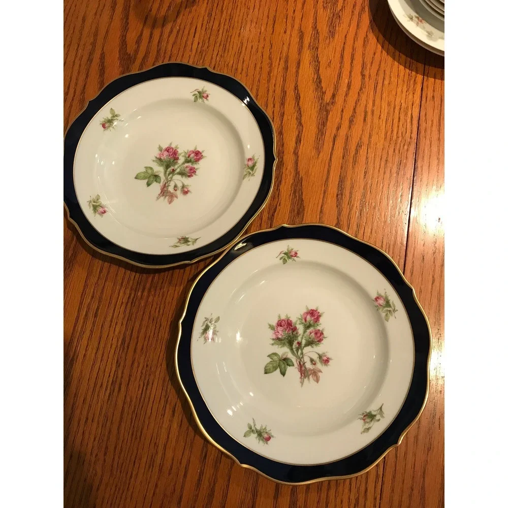 Rare‎ Vintage Lindner Kueps Bavaria Two Shallow Bowls22K Gold Trim Porcelain